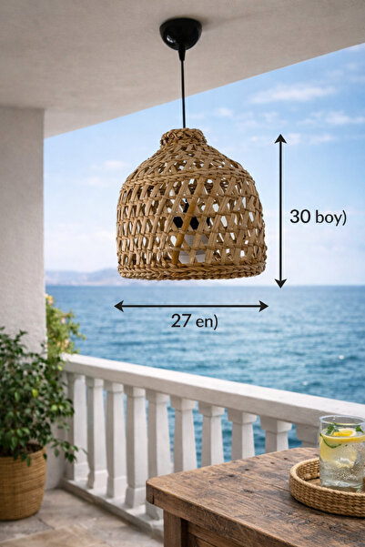 Marrone Hasır Avize 30 Cm Balkon Bahçe Teras Süsleme