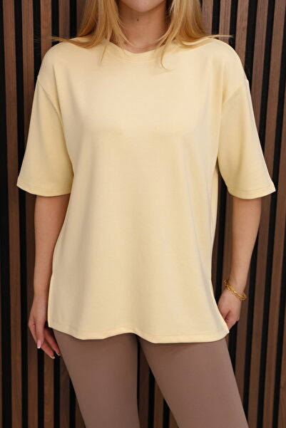 GRODYT Long Oversized Slit T-Shirt, Off Shoulder, Crew Neck, Soft and Comfort...