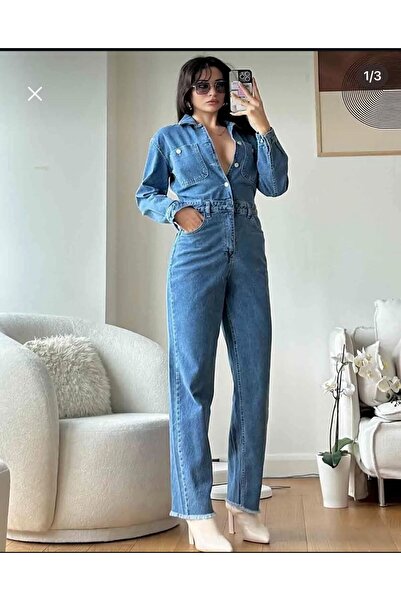 Evim Sepeti Boydan Düğmeli Cepli Jean Tulum - Yeni Sezon Trend