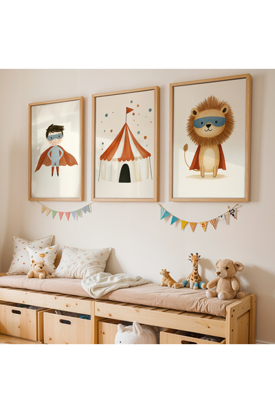 Artiera Σετ ζωγραφικής 3 τεμαχίων με ξύλινο πλαίσιο για αγορίστικο δωμάτιο με...