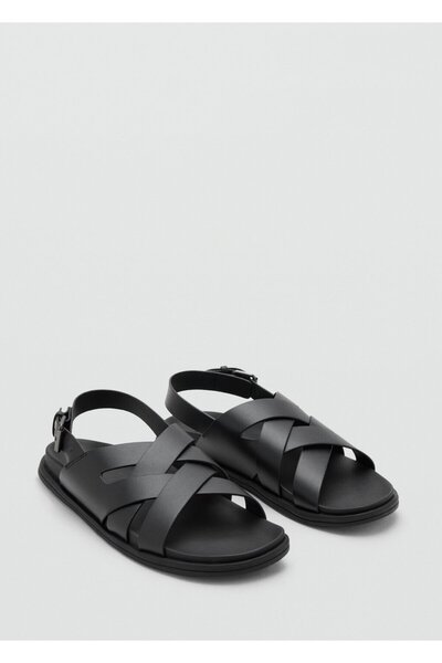MANGO Man Çapraz bantlı deri sandalet