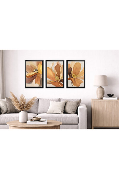 Aura Mia Store Set of 3 Modern Minimalist Paintings with Black Frame – Living...