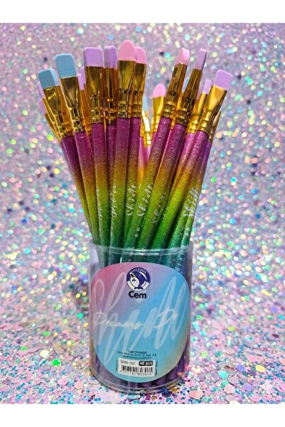 izmir yazici servis Süslü Simli Kurşun Kalem 1 Adet Far Fırçası Şekilli Simli...