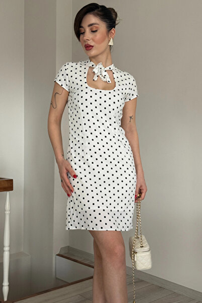 MOZENA Pachet de cu buline eșarfe și cu detaliu cu șnur mini rochii