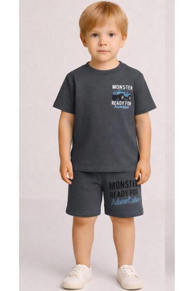 McA all inclusive Boy's Monster Printed Summer Shorts Top and Bottom Set