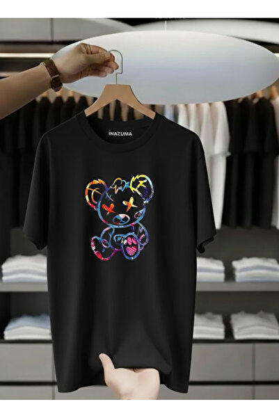 İnazuma Outdoors Unisex Oversized Printed Cotton Crew Neck Short Sleeve Black...