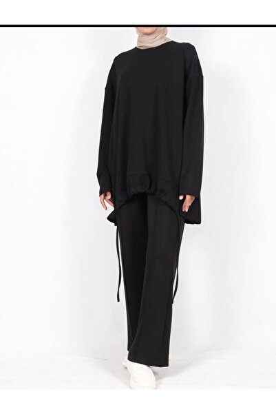 Rita Büzgü Detaylı Oversize İkili Takım Salaş Tunik Pantolon Takım