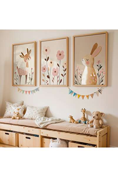 Artiera Σετ ζωγραφικής 3 τεμαχίων με ξύλινο πλαίσιο για παιδικό δωμάτιο με λο...
