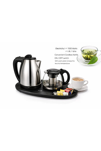 ALSAIF KITCHEN Hotel kettle with 1.8L stainless steel electric teapot + 1.4L ...