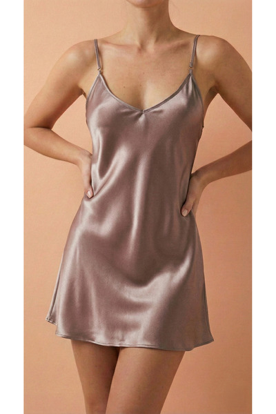 GIONA Kadın Vizon Saten Gecelik