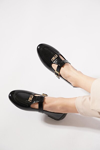 Moda Pie Sirrope Mirror Stitched Sa kopčom Sa šalom Ženska Baletanke Crna Zgu...