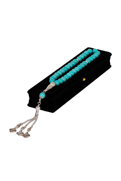 retal Light Green Turquoise Prayer Beads with Gray Veins