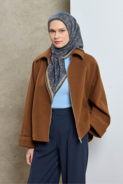 Silk Home Kadın Lacivert Hardal Etnik Desen Lyocell Monare Eşarp 171001-10