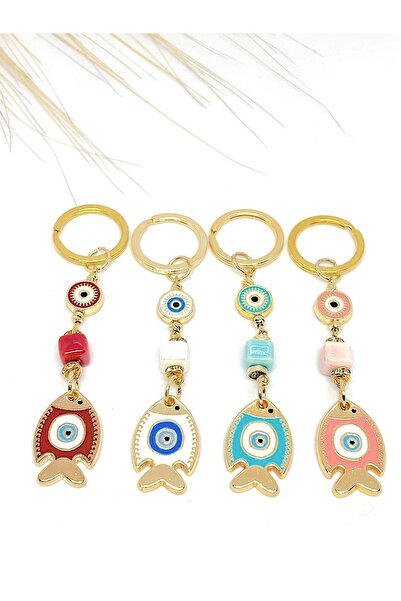 Azrua 4 komada metalnih perli u različitim bojama za zlo oko Privezak za klju...