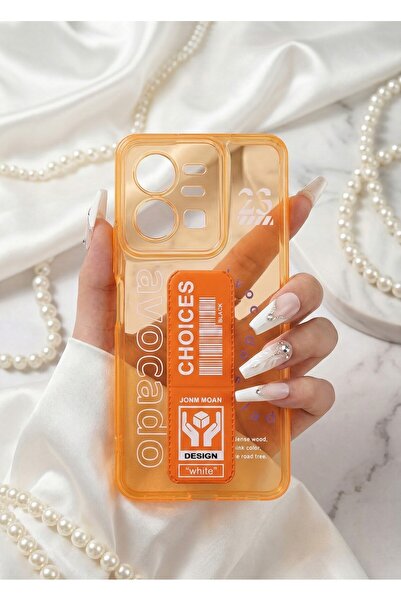 AKSEFİZZ Vi̇vo Y35/ Y22S Colorful Protective Soft Transparent Case with Stand