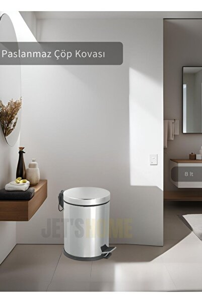 Jet's Home Kanta za smeće sa pedalom za kupatilo, nehrđajuća, 8 l, kanta za s...