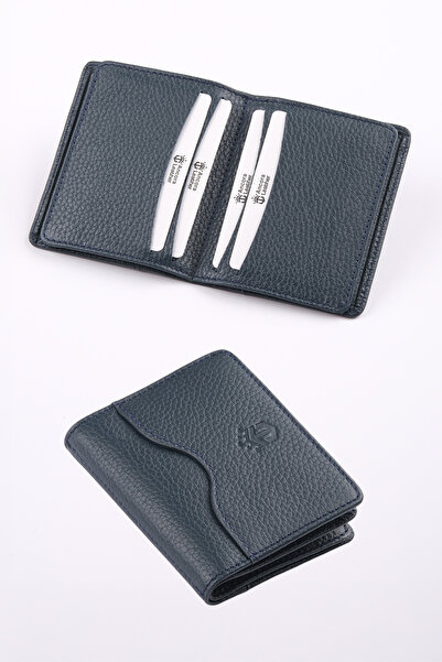 Ancora Leather Genuine Leather Card Holder -26207-Navy Blue