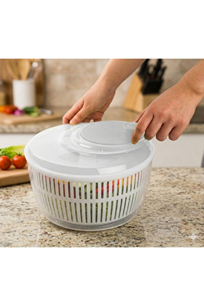 Alika Tekstil ve Ev Gereçleri Beyaz Salata Ve Sebze Kurutucu 5 Litre Salata K...