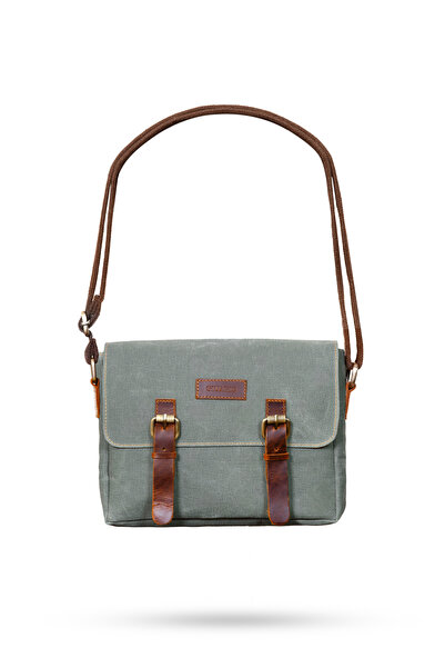 Gillario Canvas - Leather Khaki Green Postman Bag - Design01