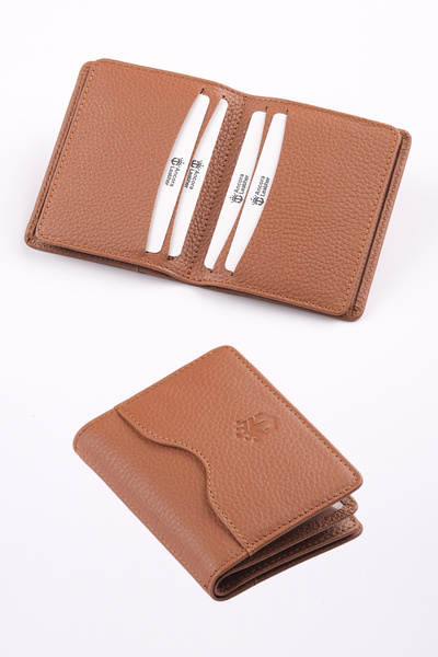 Ancora Leather Genuine Leather Card Holder -26207-Taba