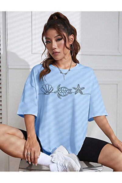 SUNFREE SUMMER BEACH COLLECTION B με τύπωμα O oversized Γυναικείο μπλουζάκι μ...