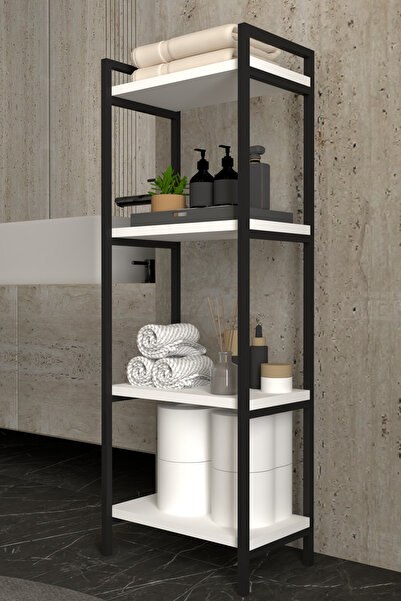 AJU رف حمام ومطبخ من 4 طبقات، خزانة حمام متعددة الأغراض، منظم معدني للمناشف و...