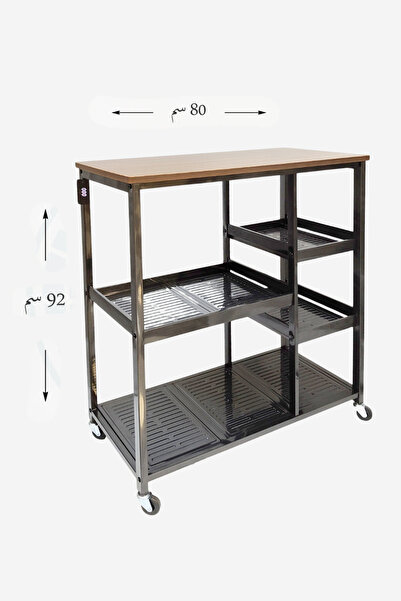 Ch وحدة رفوف وعربة تخزين معدنية 5 أدوار بتصميم مقسم وسطح خشبي منظم وركن قهوة ...