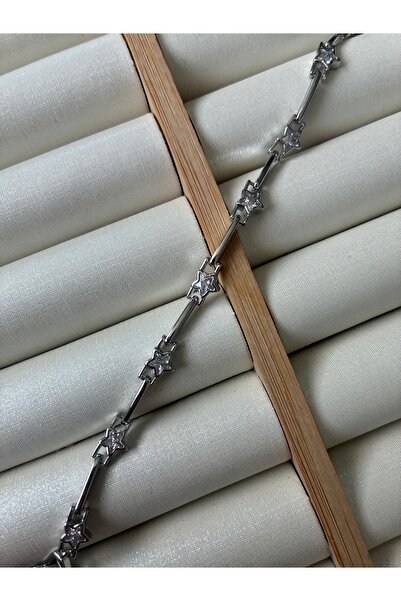 ARİ TAKI Silver Steel Bracelet with Star Stones