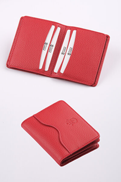 Ancora Leather جلد أصلي حامل بطاقات -26207-أحمر