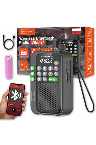 zenwire Radio portabil Vibe Y1, Bluetooth, 5W, alimentare baterie 1200 mAh, n...