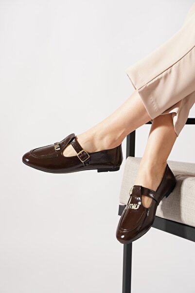 Moda Pie Sirrope Mirror Stitched Sa kopčom Sa šalom Ženska Baletanke Smeđa Na...