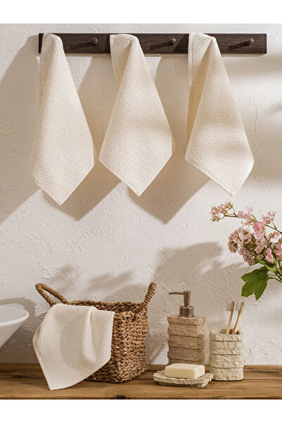 LC Waikiki Εκρού Πετσέτες Χεριών Βαμβάκι τεμαχίων 3-συσκευασία 50x80 εκ.