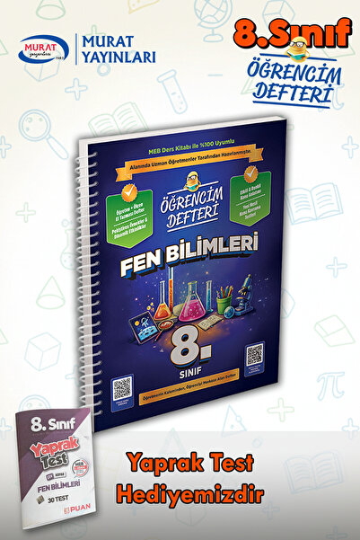 Murat Yayınları 8.Sınıf Fen Bilimleri Öğrencim Defteri | Yaprak Test Hediyeli