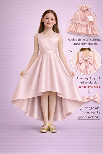 nsmkidslife Βραδινό φόρεμα σε στυλ πούδρας για κορίτσια – Διπλό στήθος, ασύμμ...