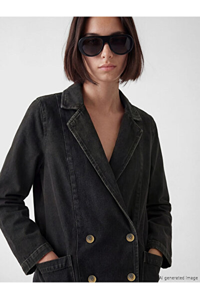 LC Waikiki Rmz Gi̇yi̇m Farkiyla Double-Breasted Roba Collar Women's Jean Blaz...