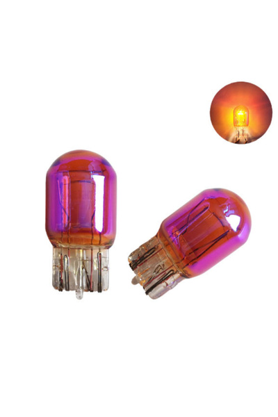 ZEMBİL 2 Adet 12V T20 P21/5W Çift Duy Büyük Dipsiz Amber Diadem Chrome