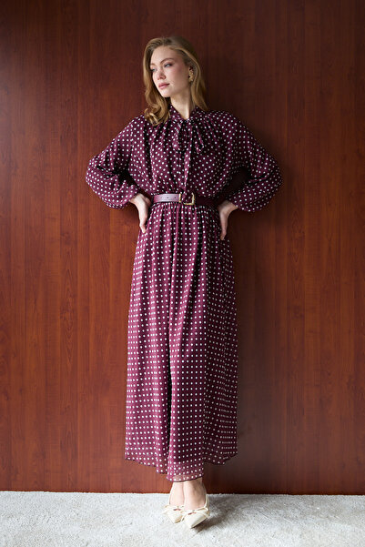 Melike Tatar Puantiye Elbise 32-2724