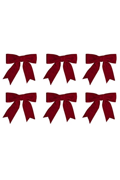 OEM Set of Decorative Christmas Bows Red Velvet 10x9cm - 6pcs