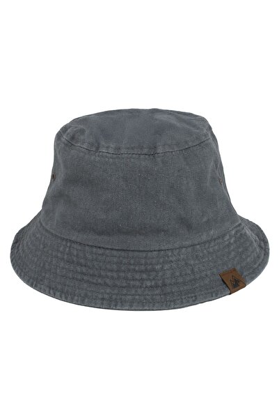 OEM Men's Grey Cotton Bucket Hat with Brown Patch