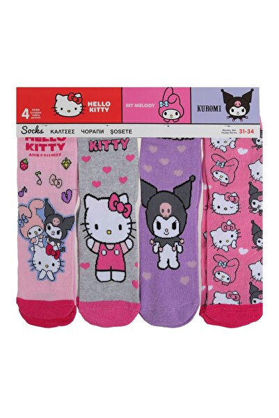 OEM Sosete de Iarna Colorate cu Model Hello Kitty pentru Copii - 4 perechi 27-30