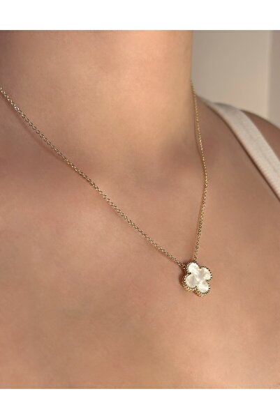 Nilly Jewellery Beyaz Yonca Kolye