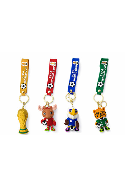 MİNPO Dünya Kupası Kupa ve Maskot Anahtarlık – Futbol Temalı Hediyelik
