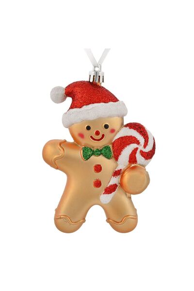 OEM 3D Christmas Tree Ornament Gingerbread Man Figurine Champagne with Glitte...