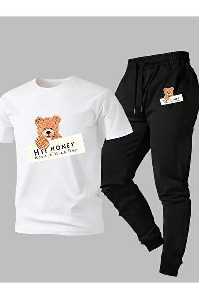 Rayan & Hoor Style Honie Printed Sweatpants and T-Shirt Top and Bottom Tracks...