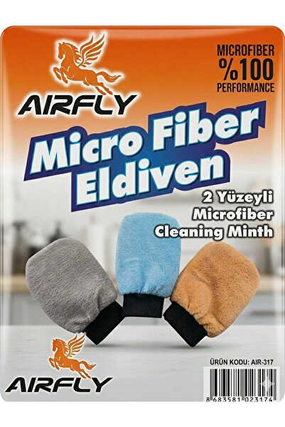 AIRFLY Oto Yıkama Eldiveni Astarlı Araç Temizleme Mikrofiber Araba Cila Eldiveni