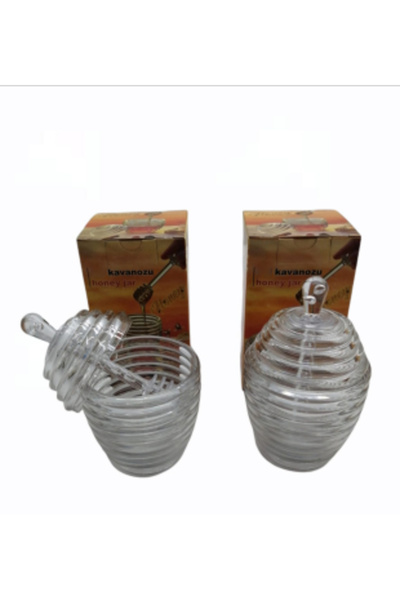 Go İthalat Bal Kavanozu Kapaklı Kaşıklı Cam Saklama Kabı Kahvaltılık Reçellik...