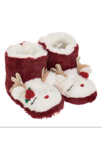 OEM Burgundy Christmas Boots with Patterned 28-29