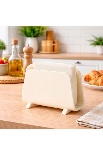 OEM Cream Napkin Holder with Patterned 15.5x5.6x11.3cm