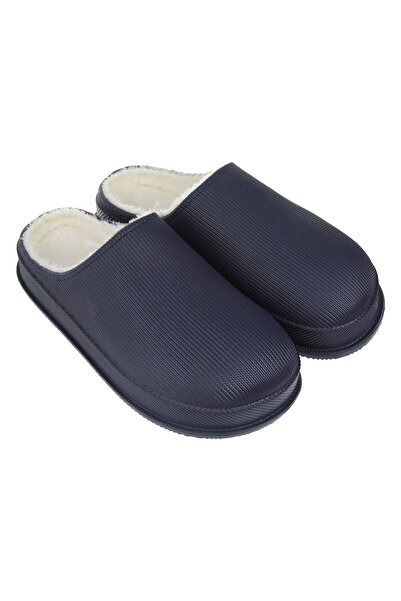 OEM Winter Slipper Blue Clogs with Ecru Faux Fur for Men 44-45