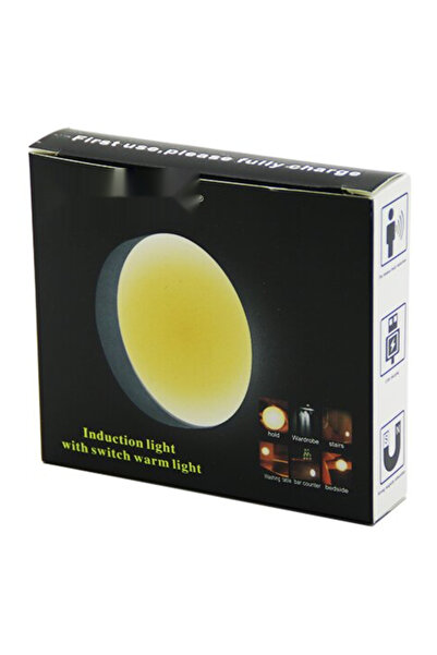 Go İthalat Dolap İçi LED Lamba Sensörlü USB Şarjlı Yuvarlak Sarı Işık Gardıro...